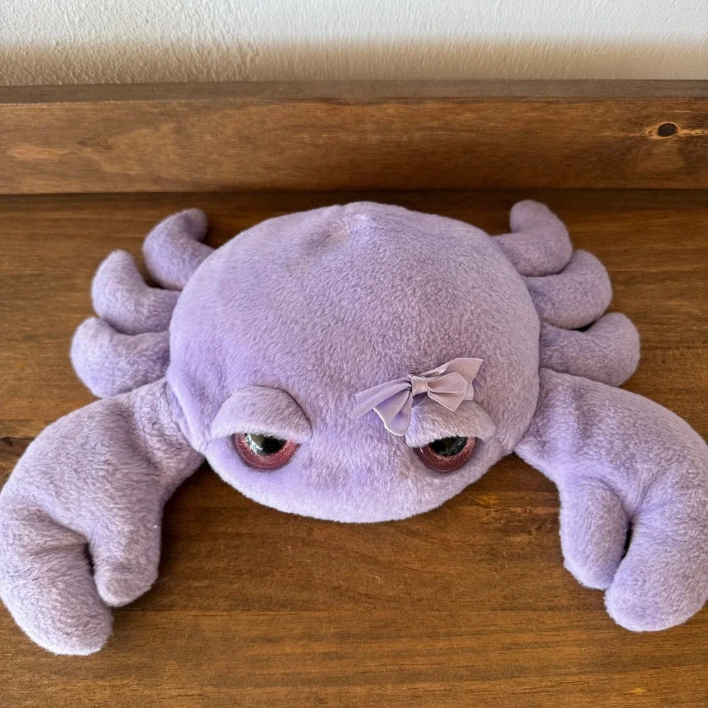 2pc Wishpets 2013 Droopy Crabby Plush Lot Pink Purple Large Eyes Bow 03707 Set
